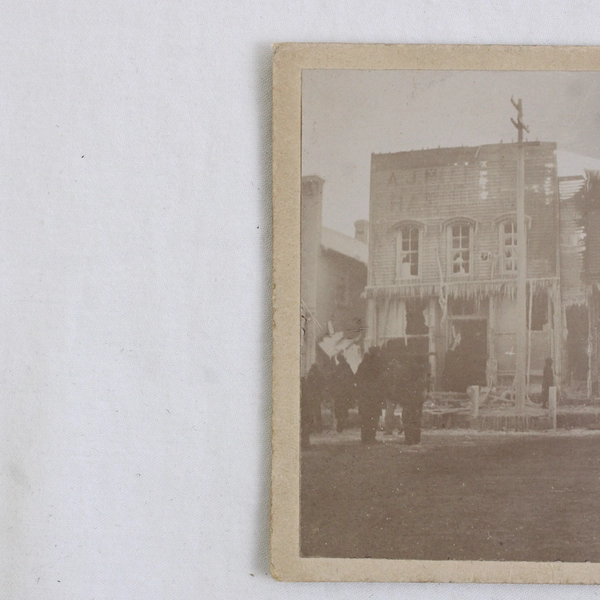 Antique 1895 Fire Mounted Photo Rock Falls IL Whiteside County 3" x 3.75"