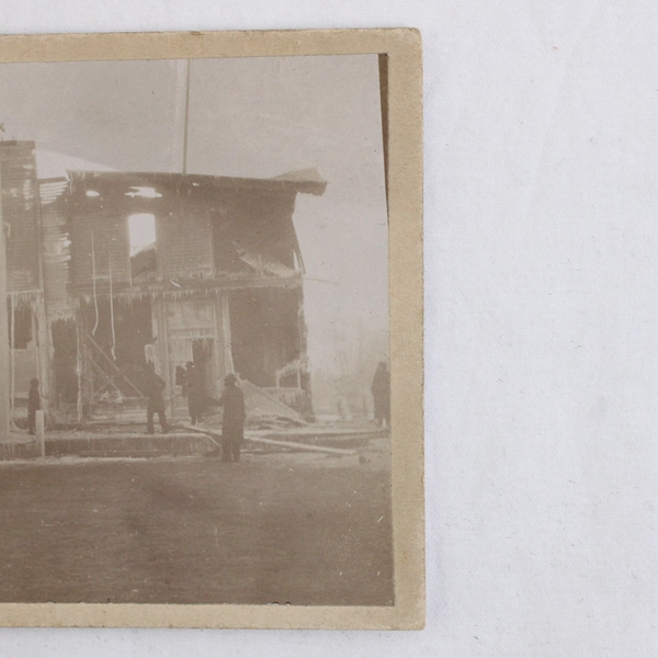 Antique 1895 Fire Mounted Photo Rock Falls IL Whiteside County 3" x 3.75"