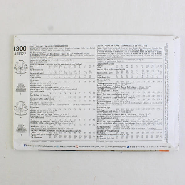 Simplicity Krescent Costumes 1300 Lolita Style Women's Size HH (6, 8, 10, 12)