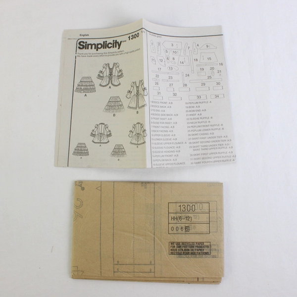 Simplicity Krescent Costumes 1300 Lolita Style Women's Size HH (6, 8, 10, 12)