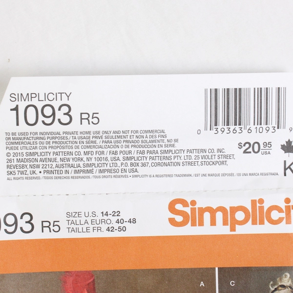 Simplicity Andrea Schewe 1093 Fairy Tale Costumes Women's Size R5 (14-22)