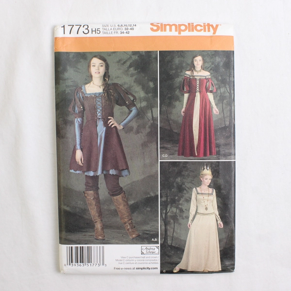 Simplicity Andrea Schewe 1773 Medieval Costumes Womens Size H5 (6,8,10,12,14)