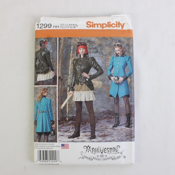 Simplicity Arkivestry 1299 Steam Punk Costumes Women's Size HH (6,8,10,12) 2014
