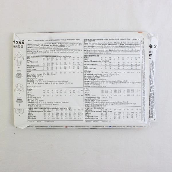 Simplicity Arkivestry 1299 Steam Punk Costumes Women's Size HH (6,8,10,12) 2014