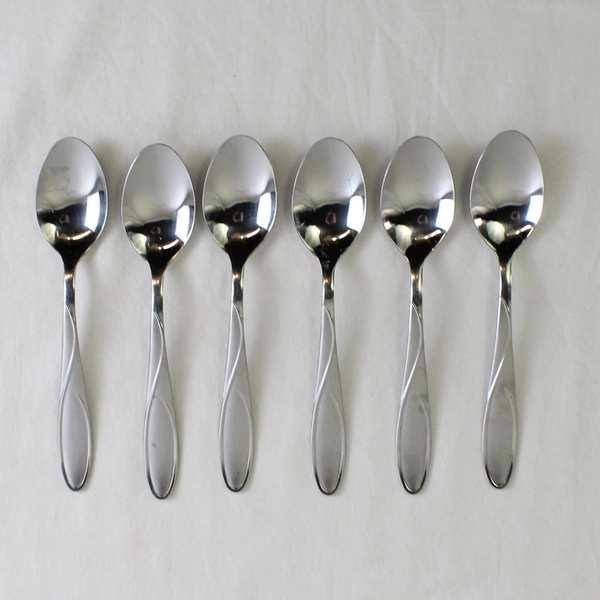 Set of 6 Cambridge Silver Gabriella Sand Pattern Teaspoons Stainless 6.88"
