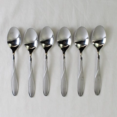Set of 6 Cambridge Silver Gabriella Sand Pattern Teaspoons Stainless 6.88"