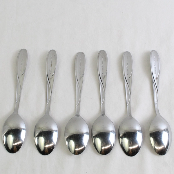 Set of 6 Cambridge Silver Gabriella Sand Pattern Teaspoons Stainless 6.88"