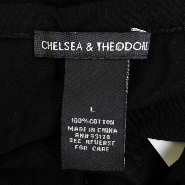 NWT Chelsea & Theodore Floral Embroidered Black Peplum Top Women's Large