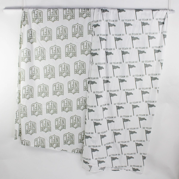 Lot Of 2 Northwest Gray/White Twin Flat Sheets 'NFL' Football & 'Go Team'
