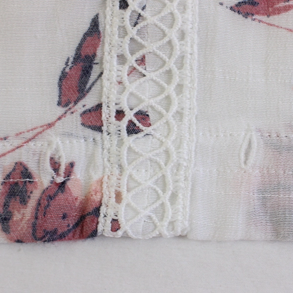 Como Blu Pink Floral Print Sheer White 3/4-Sleeve Blouse Women's Large