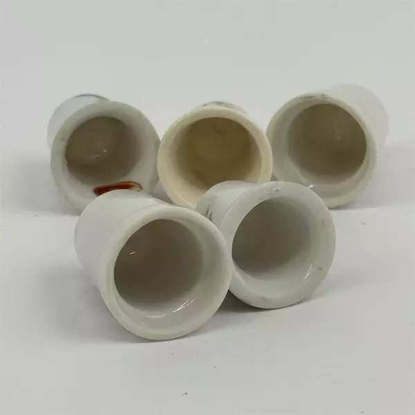 Lot Of 5 Ceramic Bird Thimbles White With Gold Trim