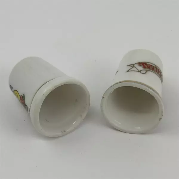 2 Vintage Tweety Bird Ceramic Porcelain Sewing Thimbles