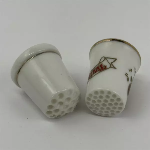 2 Vintage Tweety Bird Ceramic Porcelain Sewing Thimbles