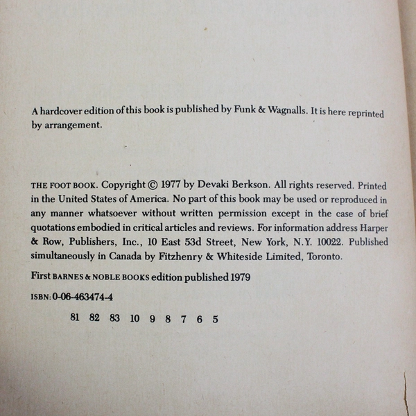 The Foot Book Healing the Body Through Reflexology by Devaki Berkson 1979 