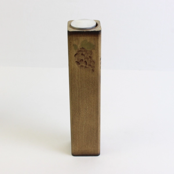 Lot of 2 Wooden Tea Light Candle Holders w/ Decorative Painted Grapes Design