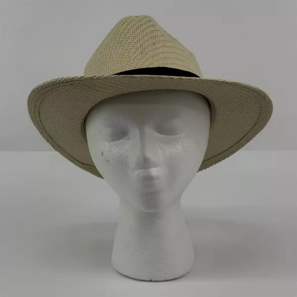 Handmade Men's 100% Genuine Toquilla Straw Hat Black Band Made in Ecuador Size L
