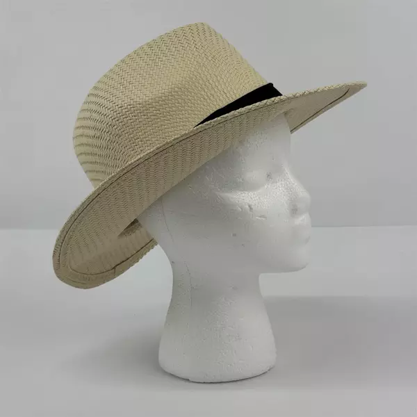 Handmade Men's 100% Genuine Toquilla Straw Hat Black Band Made in Ecuador Size L