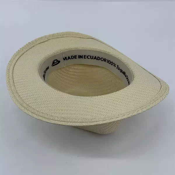 Handmade Men's 100% Genuine Toquilla Straw Hat Black Band Made in Ecuador Size L