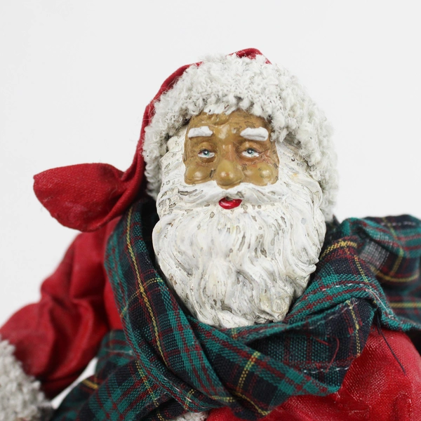 Christmas Santa Skiing Figurine Made with Fabric Mache and Resin