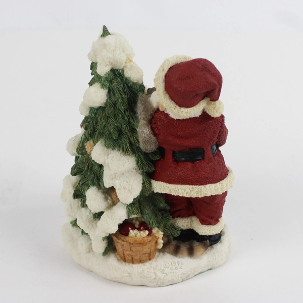Unbranded Santa and Christmas Tree with Critters Resin Figurine 6in 