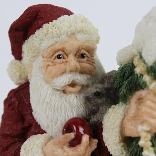 Unbranded Santa and Christmas Tree with Critters Resin Figurine 6in 