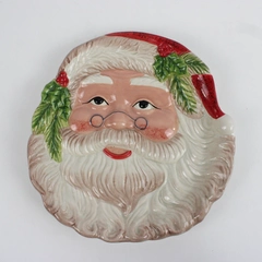 Unbranded Ceramic Santa Face Cookie Plate 9" x 8 1/2"