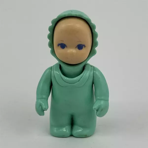 Vintage 1990s Little Tykes Dollhouse Baby W/ Green Clothes Blue Eyes USA