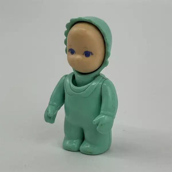Vintage 1990s Little Tykes Dollhouse Baby W/ Green Clothes Blue Eyes USA