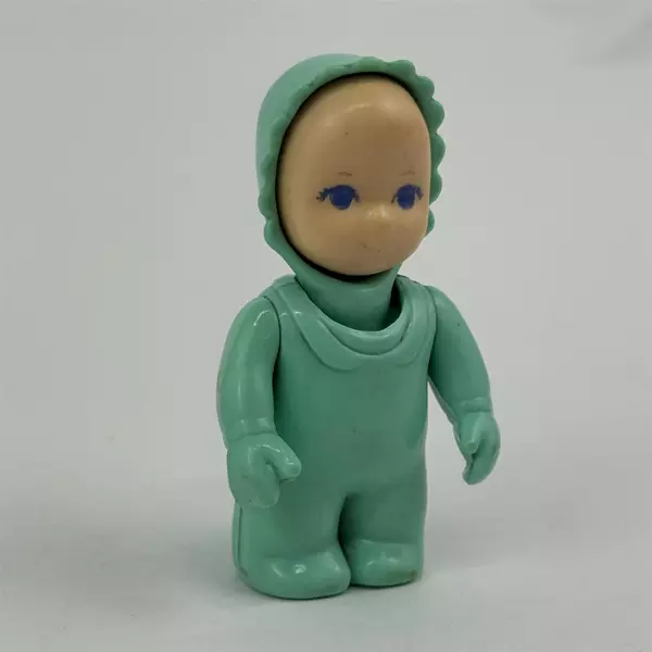 Vintage 1990s Little Tykes Dollhouse Baby W/ Green Clothes Blue Eyes USA