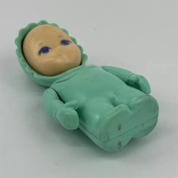 Vintage 1990s Little Tykes Dollhouse Baby W/ Green Clothes Blue Eyes USA