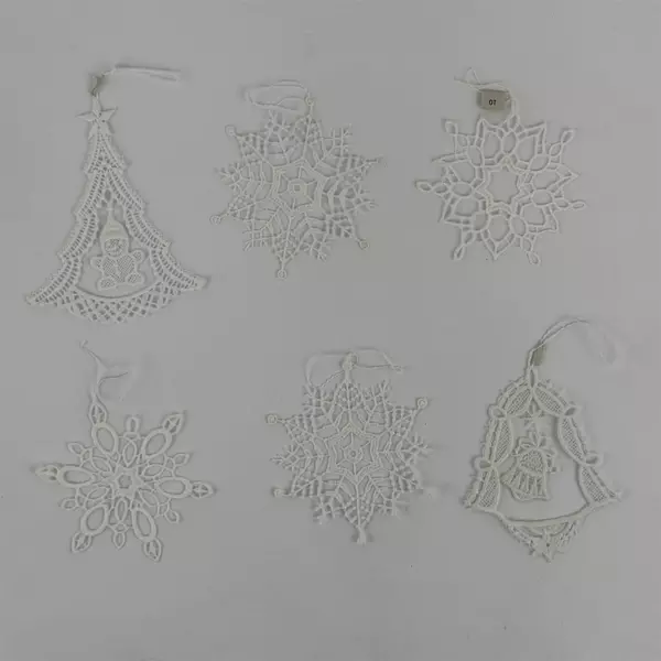 Lot of 6 Handmade Crochet Christmas Ornaments Snowflakes Bell Tree