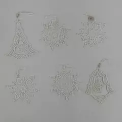 Lot of 6 Handmade Crochet Christmas Ornaments Snowflakes Bell Tree