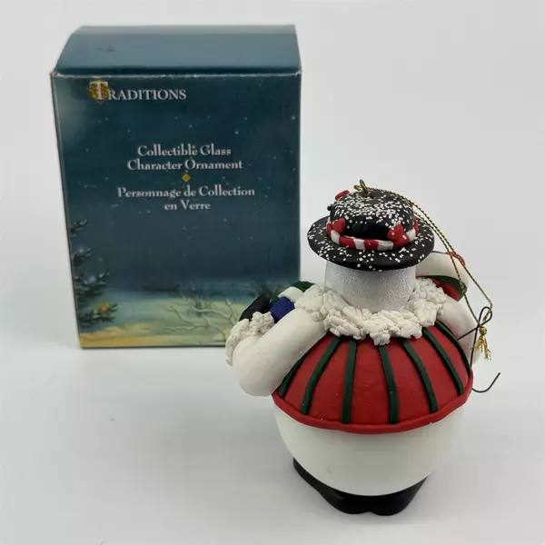 Traditions Snowman w/ Candy Cane And Gift Christmas Ornament in Box