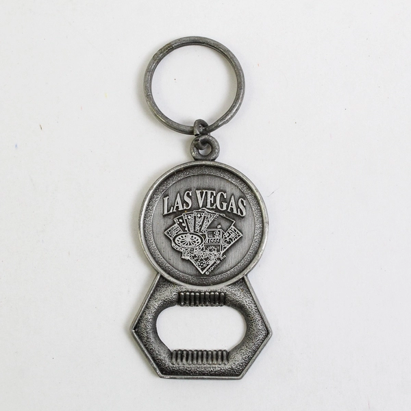 Las Vegas Bottle Opener Beer Soda 6” Pewter with Key Rings