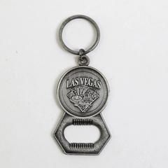 Las Vegas Bottle Opener Beer Soda 6” Pewter with Key Rings