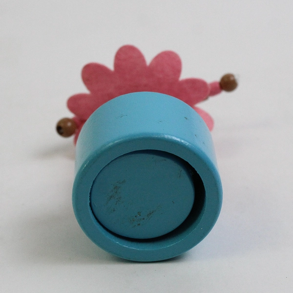 Vintage Ballerina Pink Dress Wooden Push Up Puppet Toy