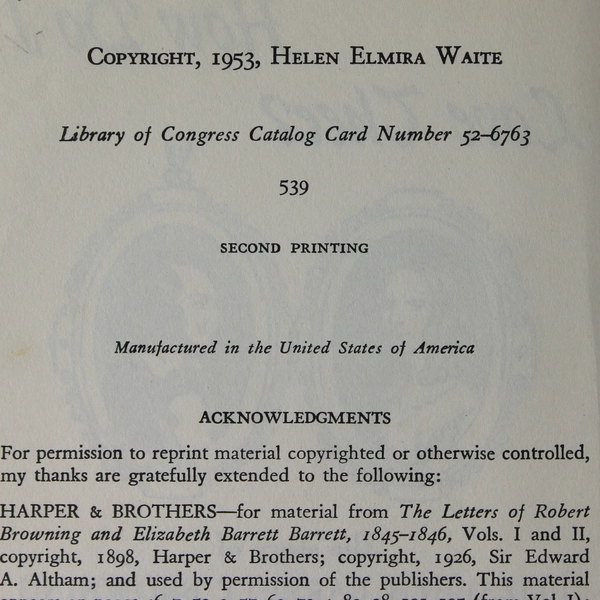 How Do I Love Thee? by Helen E Waite 1953 HC Story of Elizabeth Barrett Browning