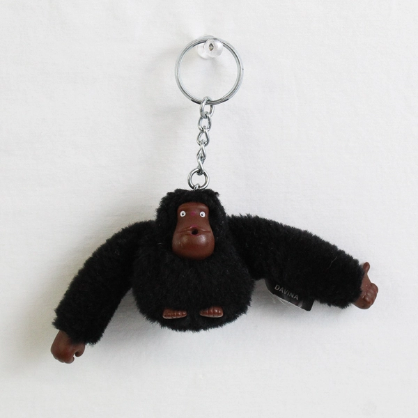 Kipling DAVINA Black Plush Gorilla Keychain – Soft Monkey Bag Charm 6" x 1.75"