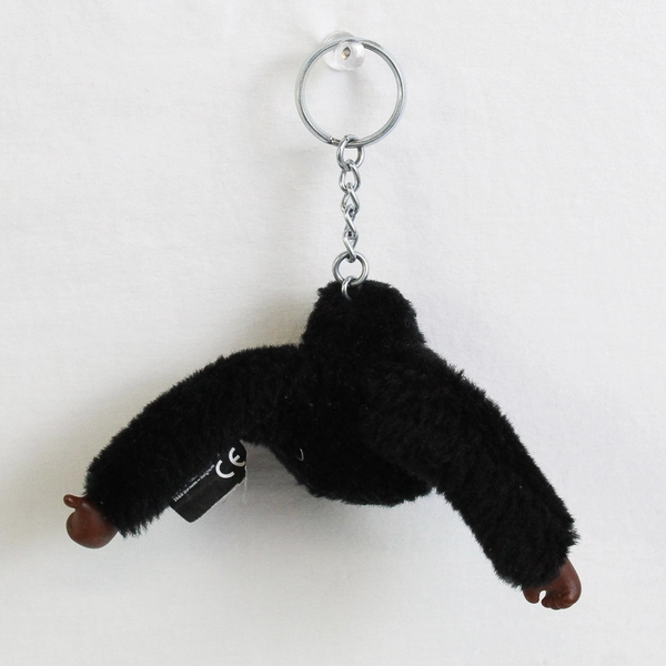 Kipling DAVINA Black Plush Gorilla Keychain – Soft Monkey Bag Charm 6" x 1.75"
