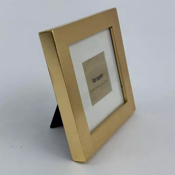 Pier 1 Gold Wood Picture Frame Photo For 2" X 2" Photos 5" x 5" Frame
