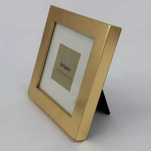 Pier 1 Gold Wood Picture Frame Photo For 2" X 2" Photos 5" x 5" Frame