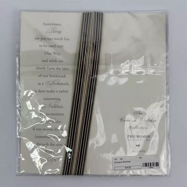 Carolyn Whittaker Collection Two Women Monogram Bookmark With Medallion Charm