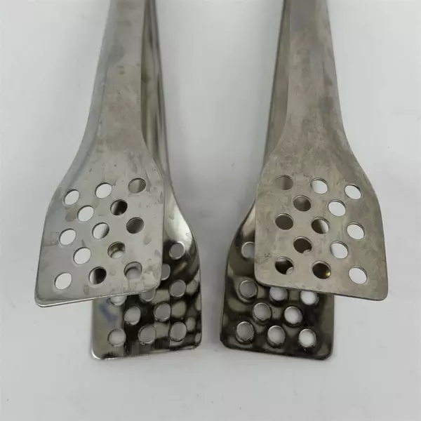 Lot of 2 Norpro Stainless Steel Serving Tongs with Straining Holes