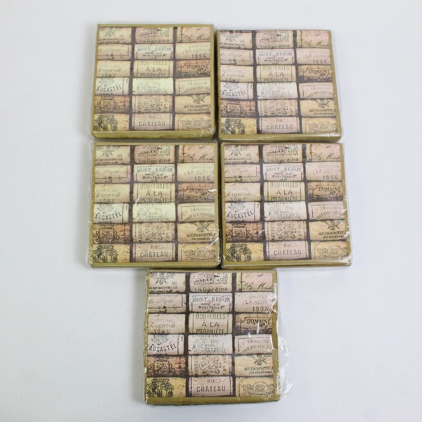 Lot of 5 Pier 1 Imports Cork Pattern Paper Napkins 20 Pcs 9.75" x 9.75"