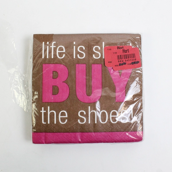 Lot of 2 Pier 1 Imports Brown Pink Paper Napkins 20 Pcs 9.75" x 9.75"