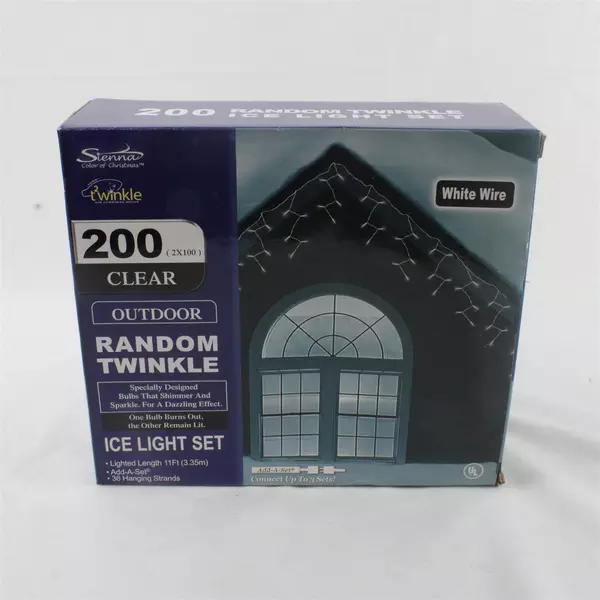 Sienna 200-Count Random Twinkle Icicle Window Lights Indoor/Outdoor - Open Box