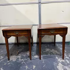 Lot of 2 Hekman Drop Leaf Cherry End Table Wood