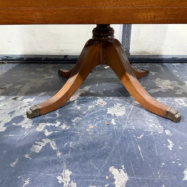 Federal Style Drop Leaf Pedestal Wood Table With Drawer