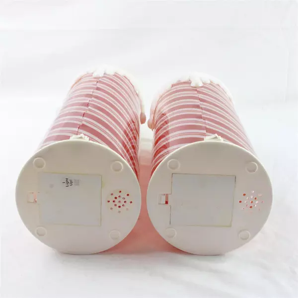  2 Battery Operated LED Plastic Candy Cane Christmas Candles 16.5 And19 Inches