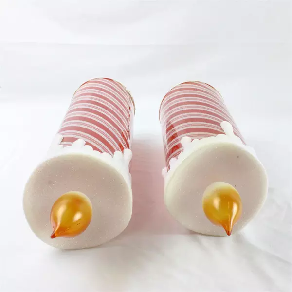  2 Battery Operated LED Plastic Candy Cane Christmas Candles 16.5 And19 Inches